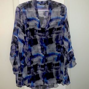 🆑 EUC! Simply VERA WANG, sheer, gorgeous blouse with tank lining, shirt